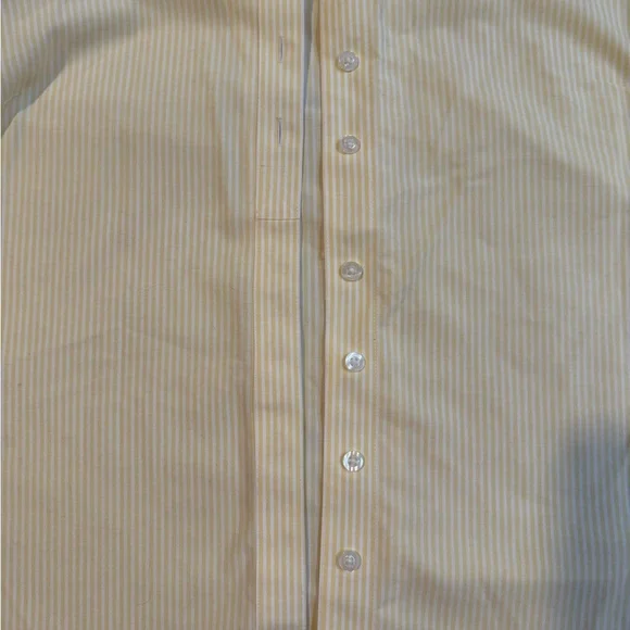 Chico's Striped Butter Yellow Button Down Shirt Sz 2 - Picture 6 of 11